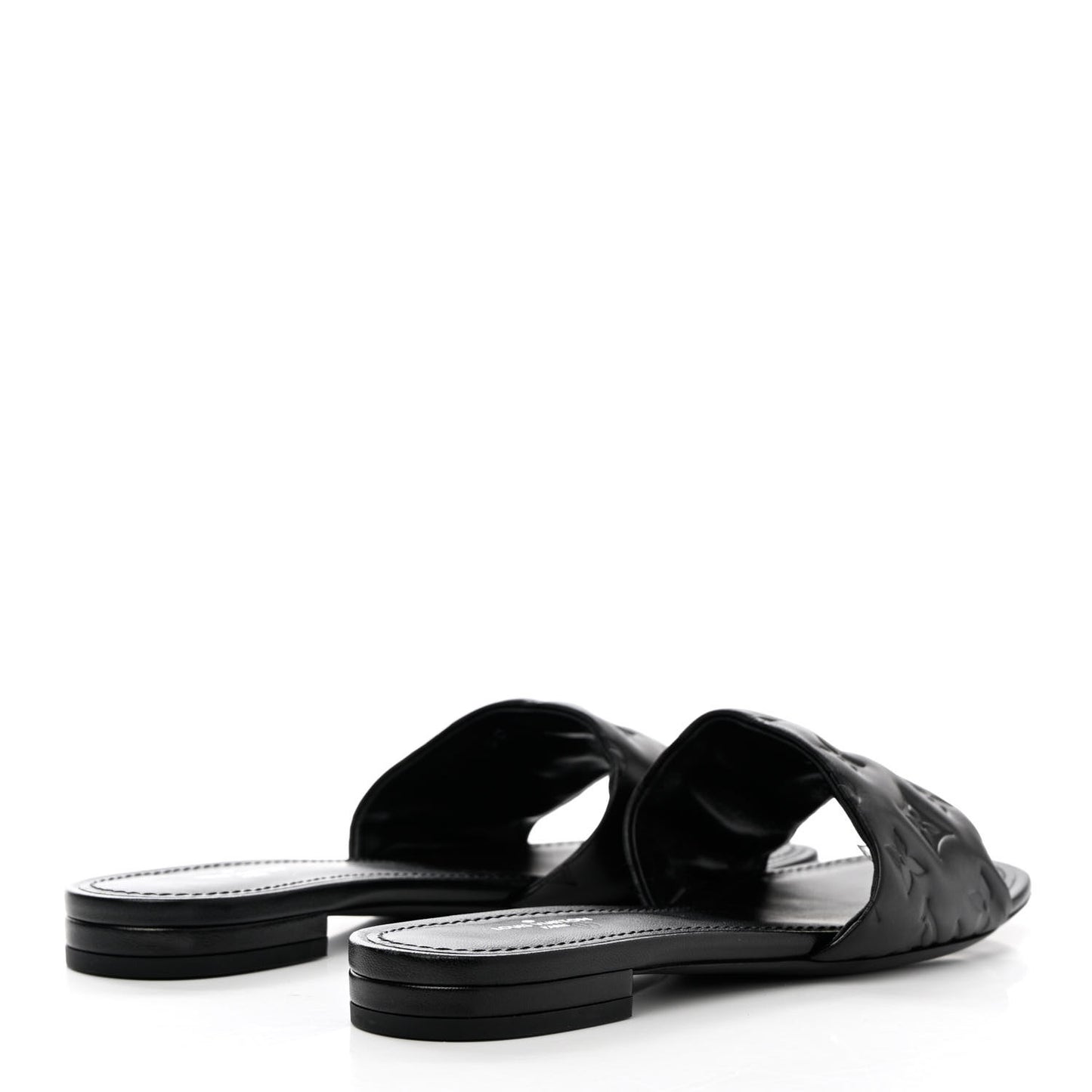 Lambskin Embossed Monogram Revival Flat Mules 39 Black