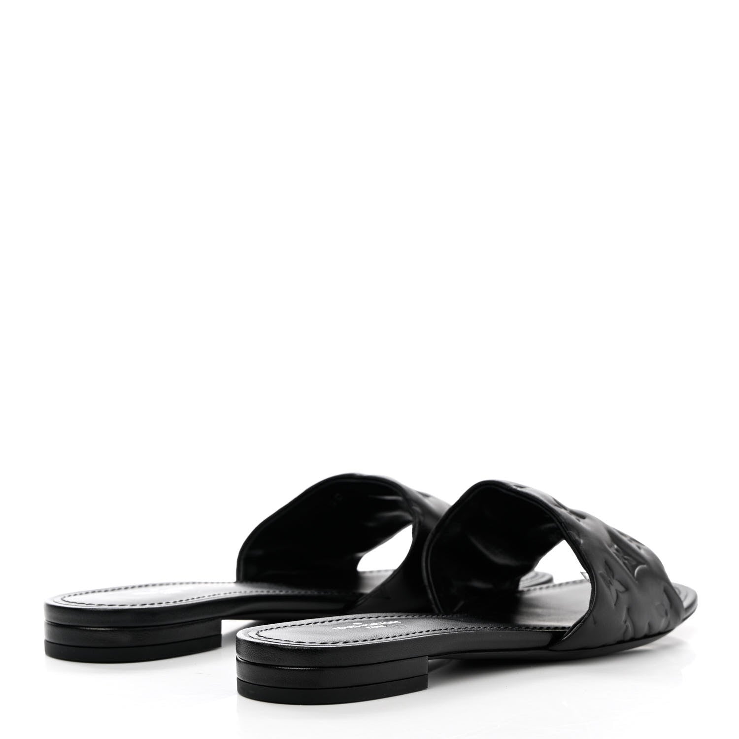 Louis Vuitton Lambskin Embossed Monogram Revival Flat Mules 39 Black 4 of 9