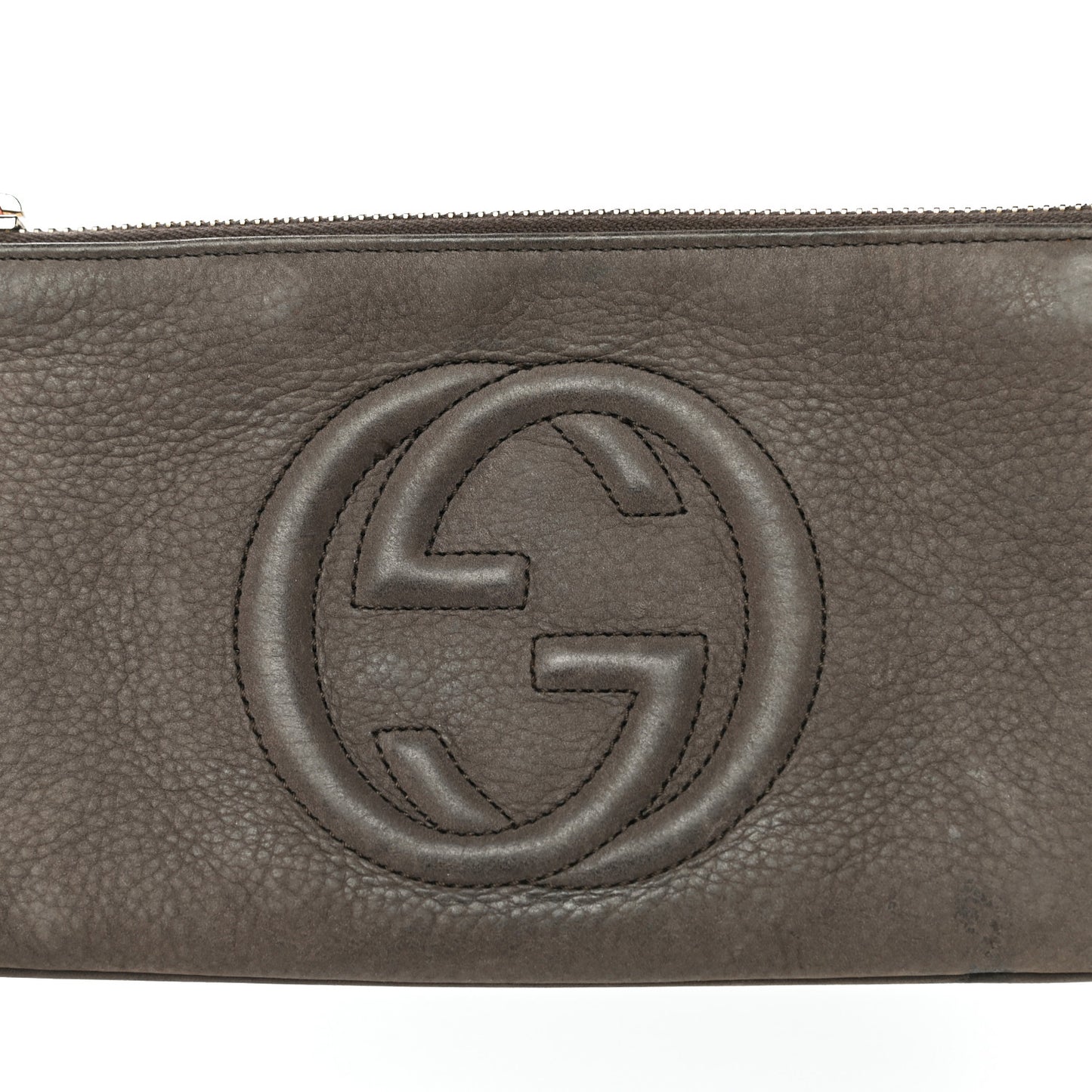 Pebbled Calfskin Soho Wristlet Brown