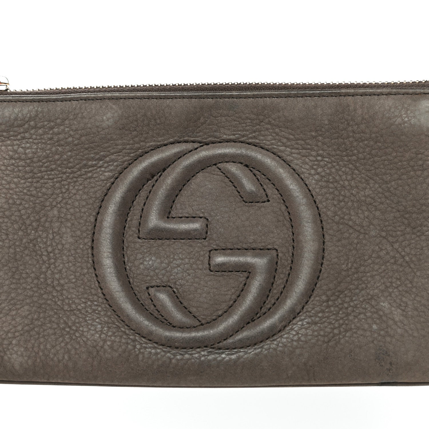 Gucci Pebbled Calfskin Soho Wristlet Brown 14 of 19