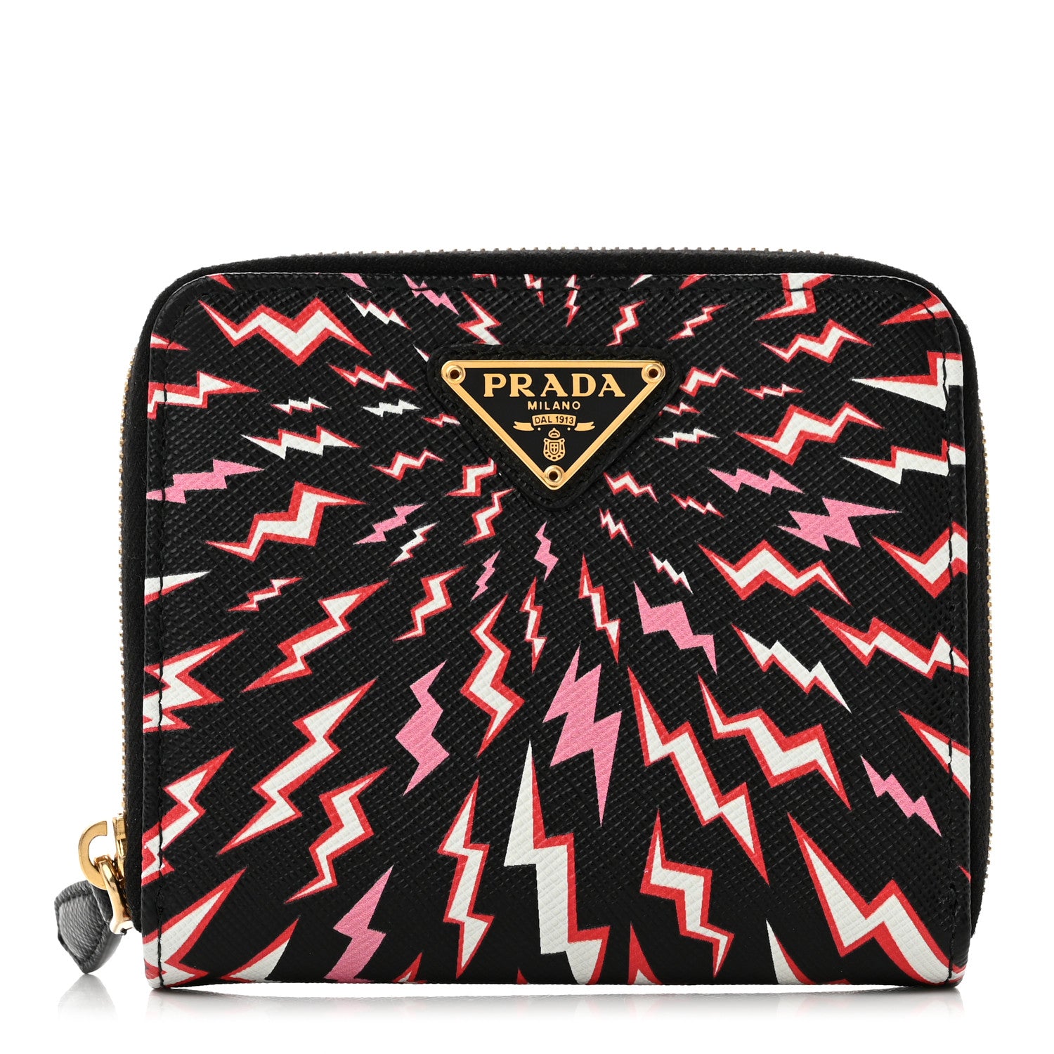 Prada X UNIVERSAL STUDIOS Saffiano Thunder Frankenstein Compact Zip Around Wallet Lacca 1 of 8