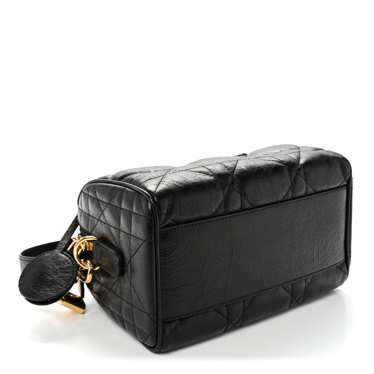Crinkled Calfskin Macrocannage Groove 20 Bag Black