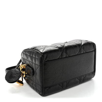 Christian Dior Crinkled Calfskin Macrocannage Groove 20 Bag Black 4 of 10