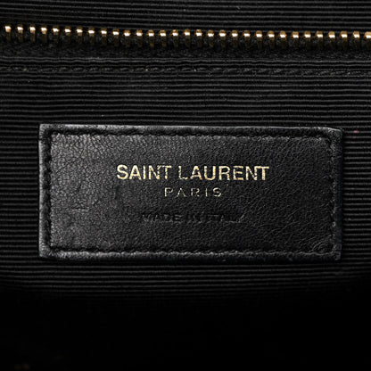 Saint Laurent Grain De Poudre Matelasse Chevron Large Monogram Satchel Black 6 of 11