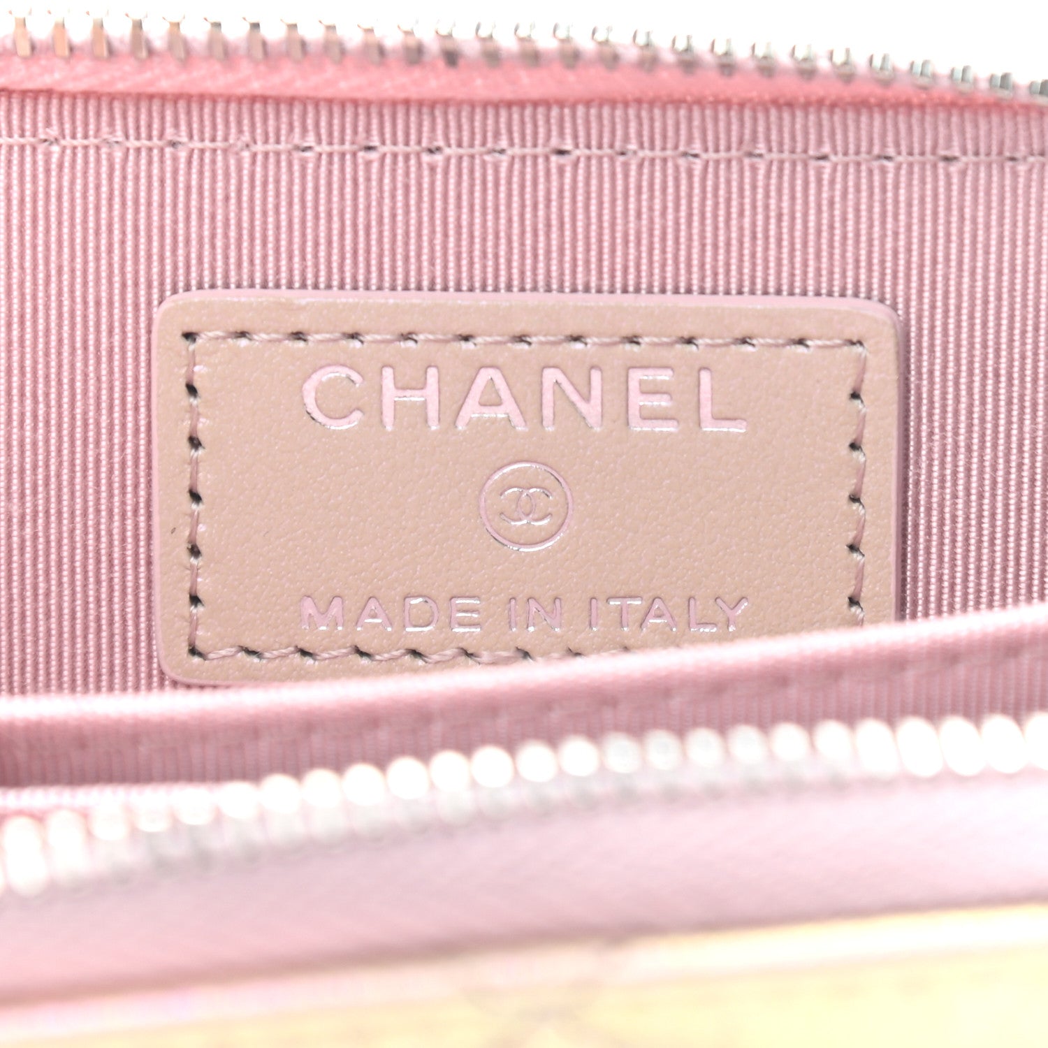 Chanel Metallic Calfskin Quilted Zip Around Coin Purse Wallet Pink 6 of 10