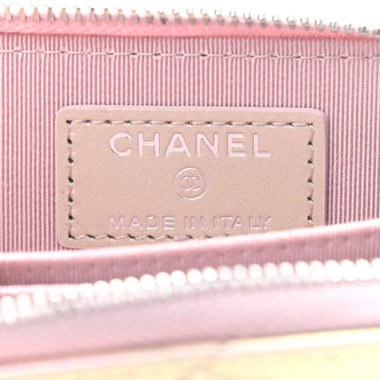 Chanel Metallic Calfskin Quilted Zip Around Coin Purse Wallet Pink 6 of 10