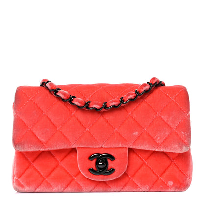 Chanel Velvet Quilted Mini Rectangular Flap Coral 1 of 26