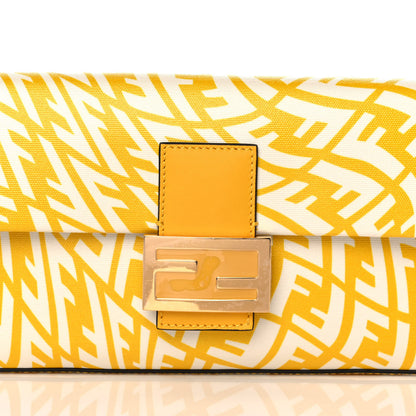 Fendi X SARAH COLEMAN Glazed Canvas Vitello King FF Vertigo Baguette 1997 Mimosa White 7 of 9