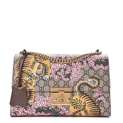 Gucci GG Supreme Monogram Bengal Medium Padlock Shoulder Bag Beige Pink 1 of 11
