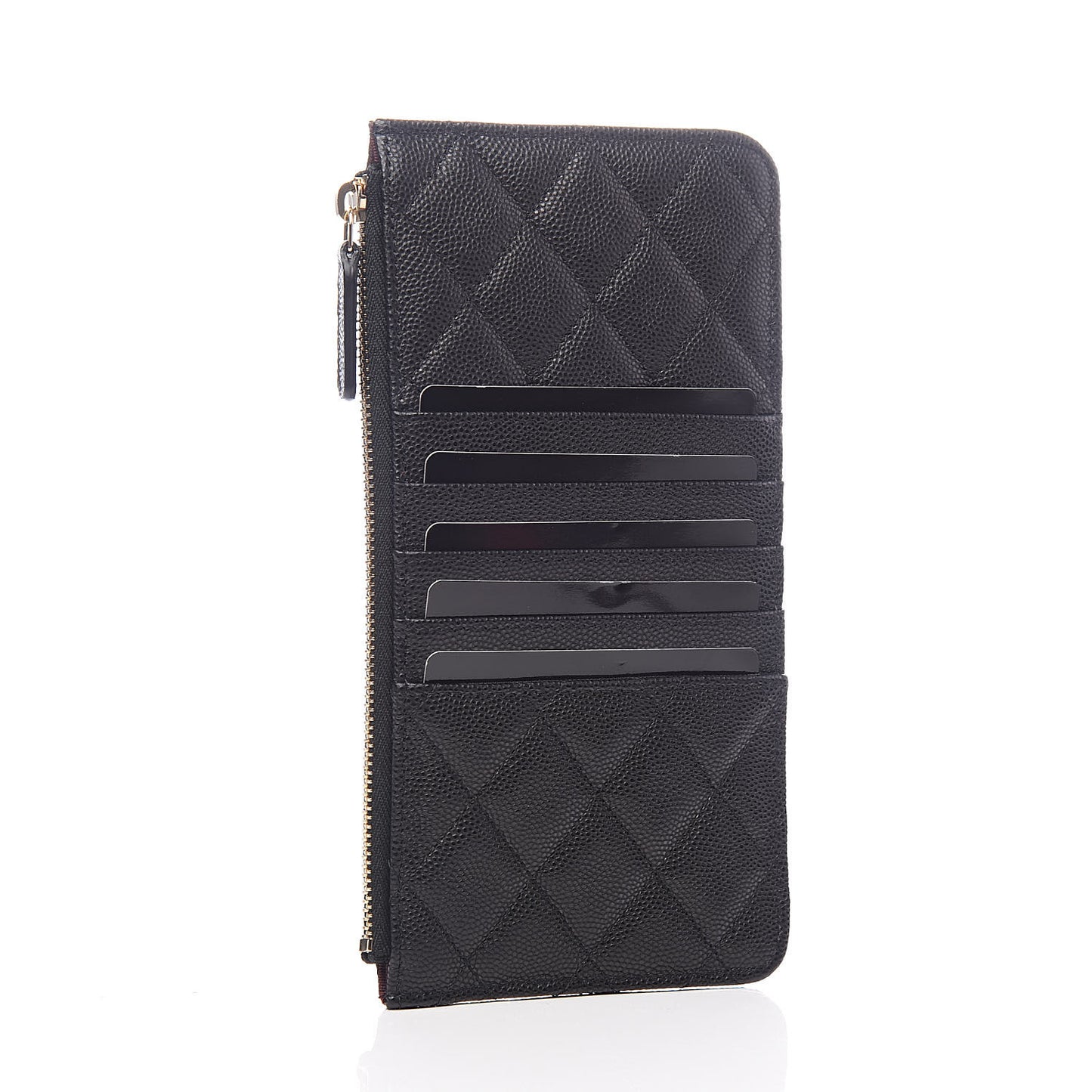 Caviar Quilted Classic Flat Wallet Pouch Black