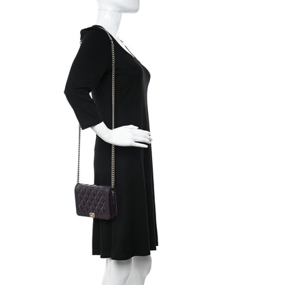 Chanel Caviar Quilted Boy Wallet On Chain WOC Dark Purple 2 of 12