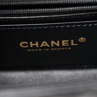 Chanel Shiny Calfskin Quilted Top Handle Box Bag Black 6 of 11