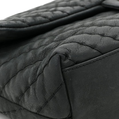 Chanel Iridescent Calfskin Surpique Chevron Large Flap Black 11 of 16