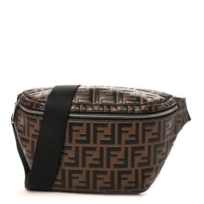 Fendi Vitello Century Bi-Color FF 1974 Embossed Belt Bag Maya Black 1 of 10