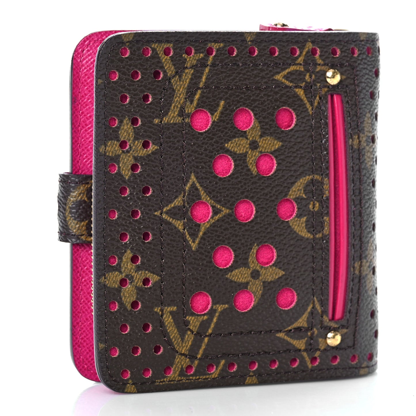 Monogram Perforated Compact Zipped Wallet Fuchsia
