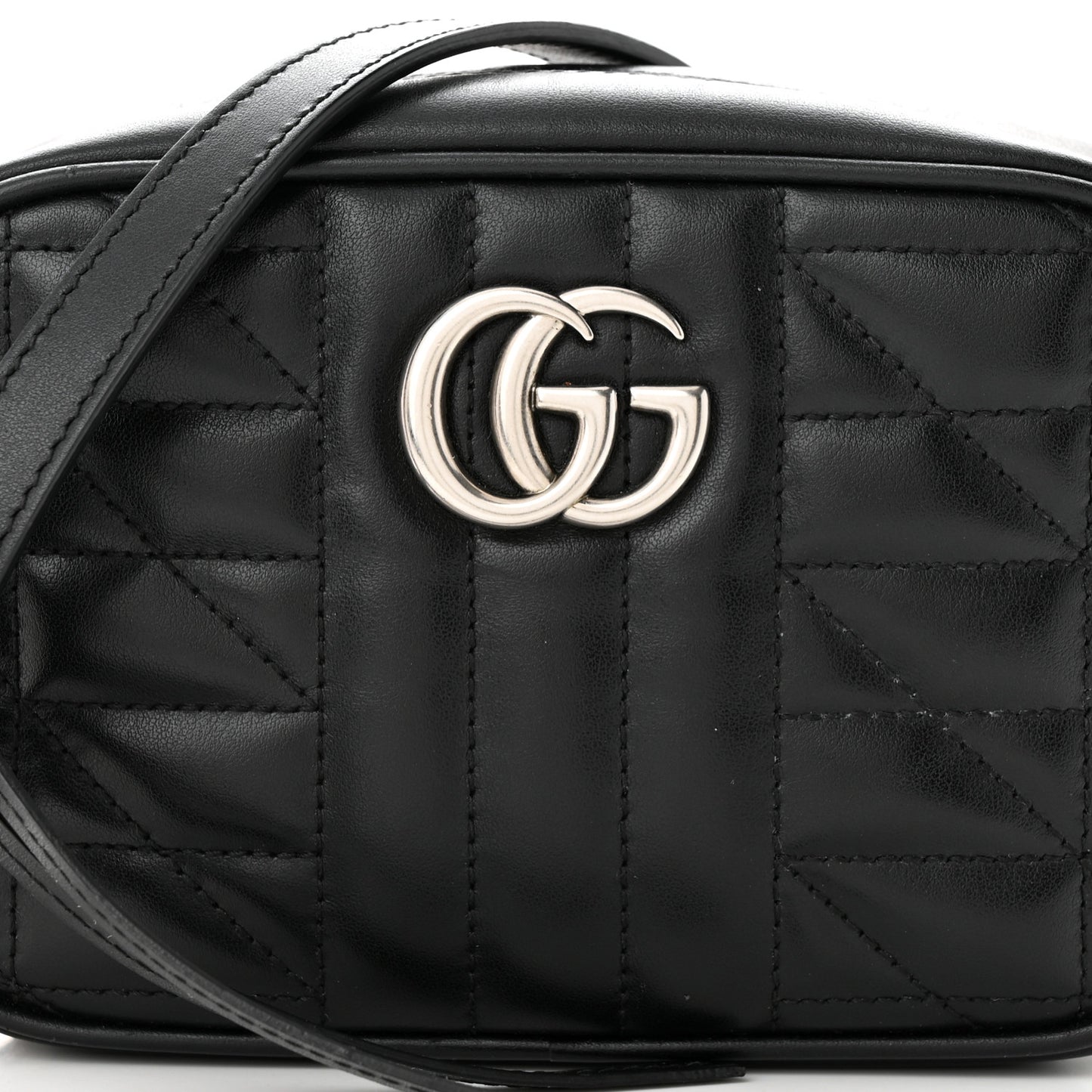 Calfskin Matelasse Aria Mini GG Marmont Chain Shoulder Bag Black