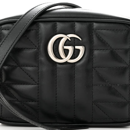 Gucci Calfskin Matelasse Aria Mini GG Marmont Chain Shoulder Bag Black 8 of 10