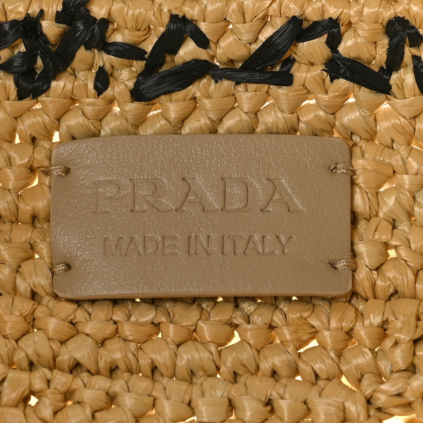 Yarn Raffia Effect Crochet Logo Embroidered Shopping Tote Bag Naturale