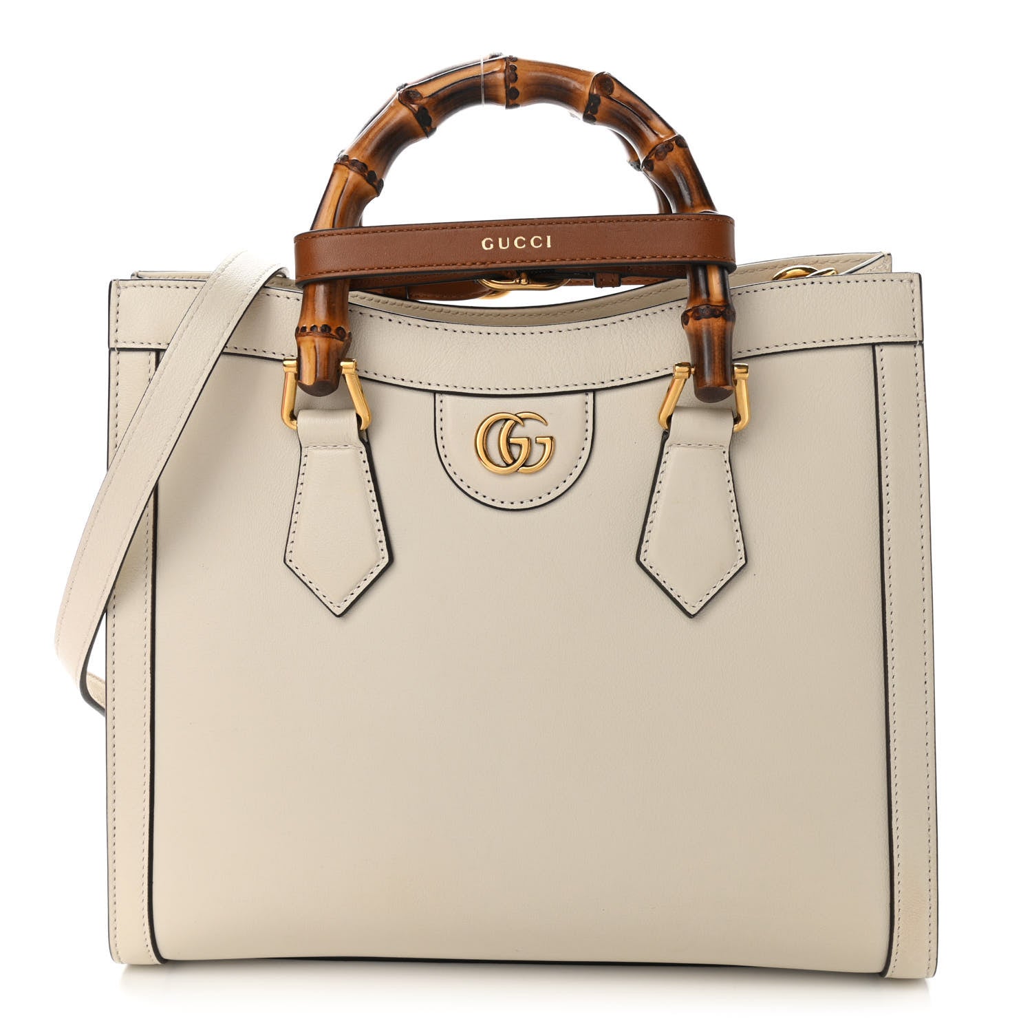 Gucci Wonka Grain Calfskin Small Diana Tote Bag Mystic White Cuir 1 of 13
