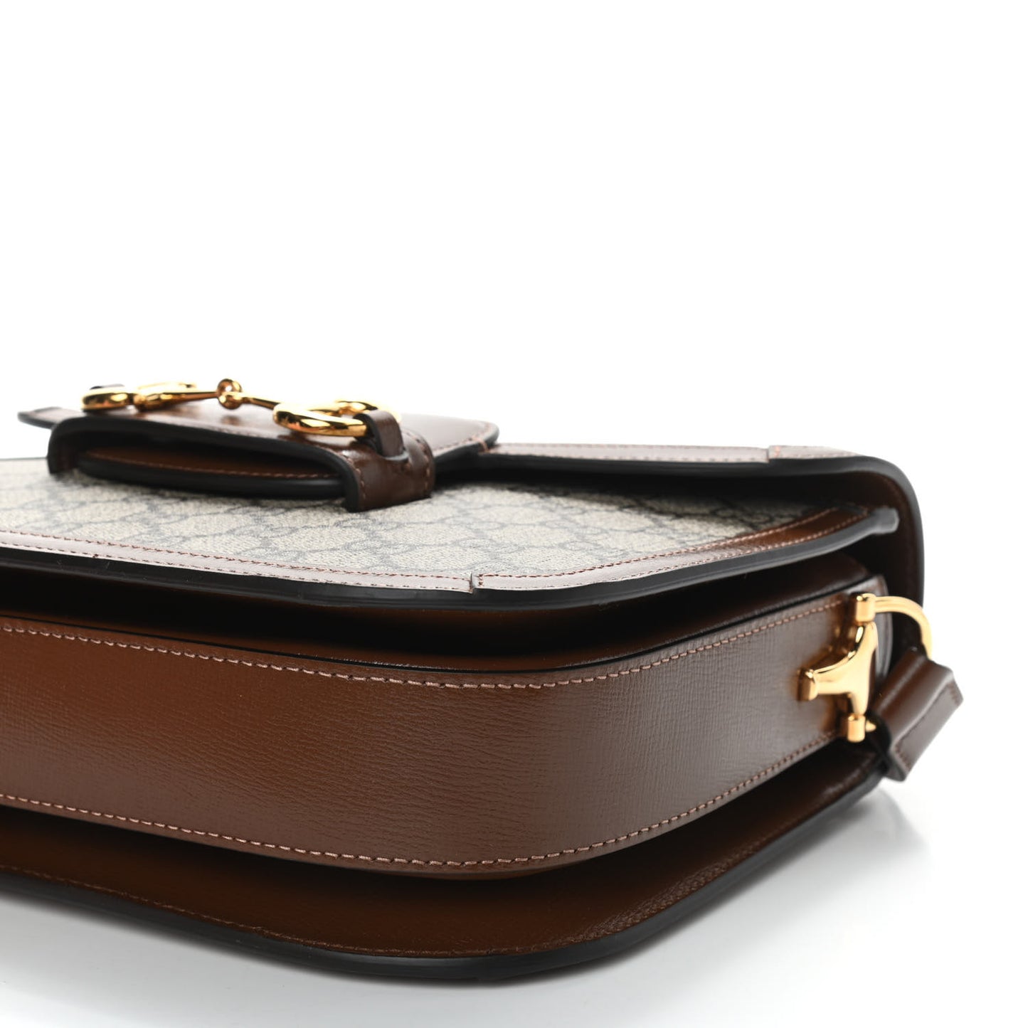 GG Supreme Monogram Horsebit 1955 Shoulder Bag Beige Brown Sugar
