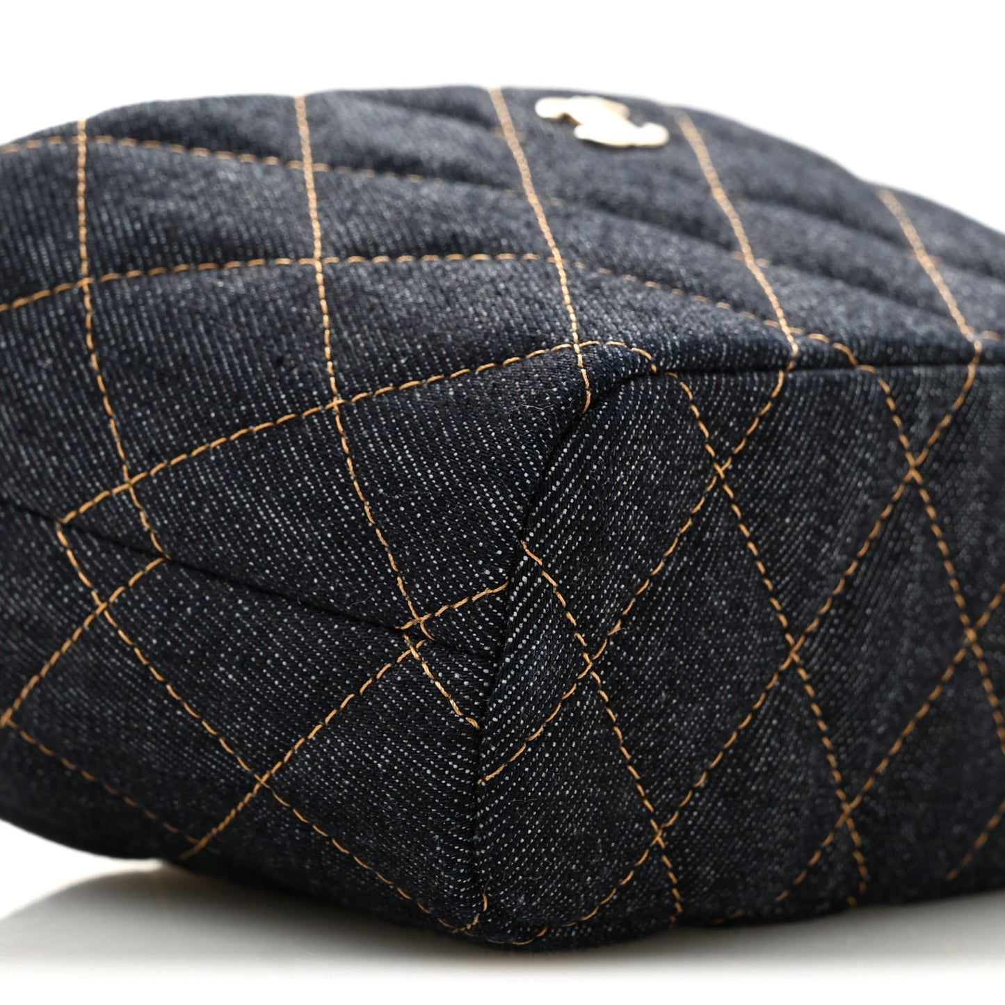 Denim Quilted Hobo Clutch With Chain Dark Blue Orange