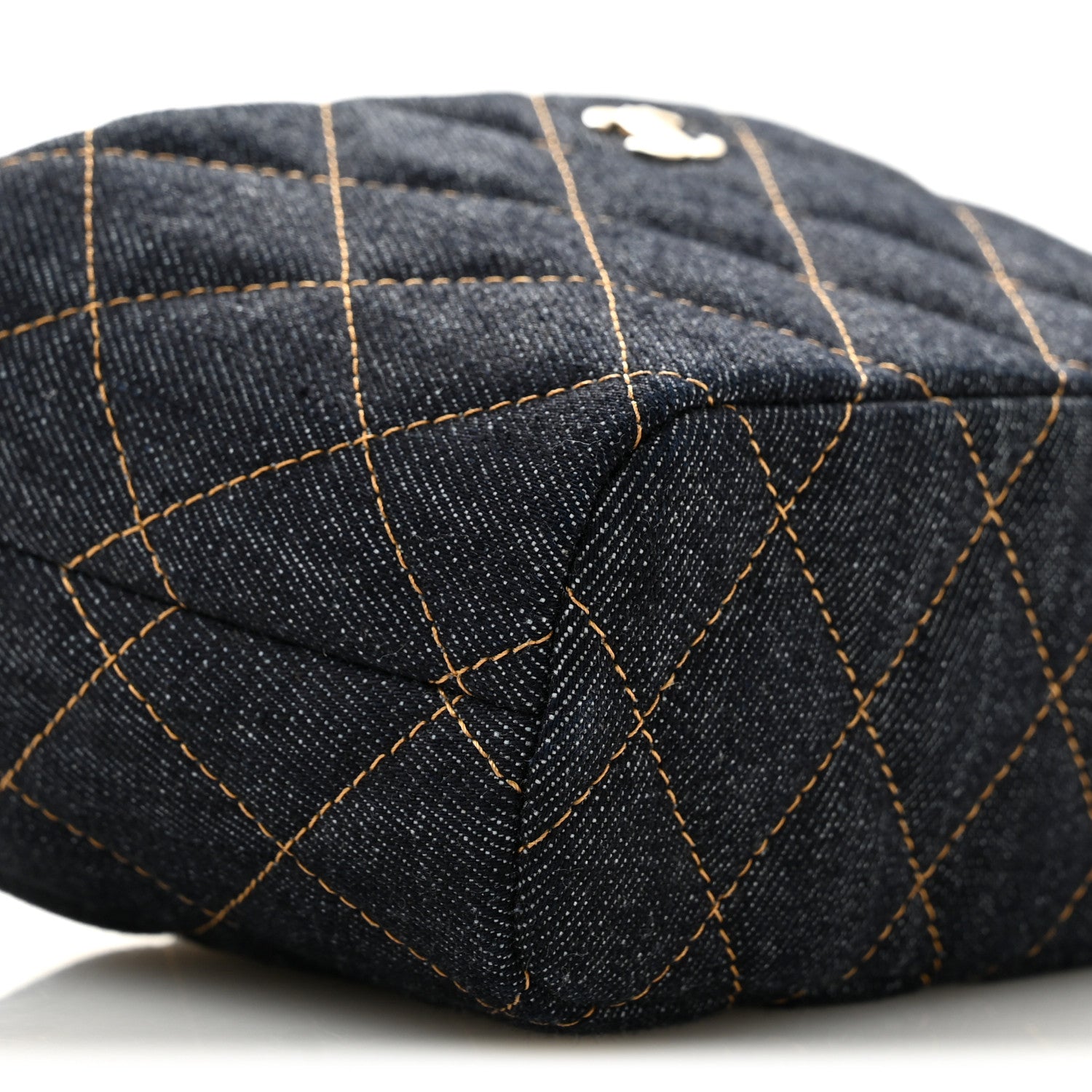 Chanel Denim Quilted Hobo Clutch With Chain Dark Blue Orange 8 of 10