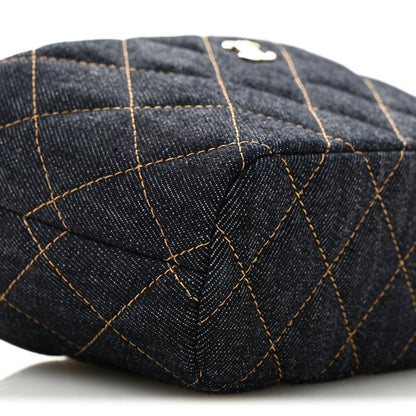 Chanel Denim Quilted Hobo Clutch With Chain Dark Blue Orange 8 of 10