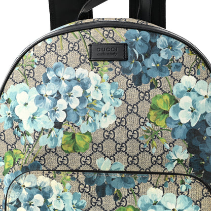 Gucci GG Supreme Monogram Blooms Medium Day Backpack Beige Blue Navy 8 of 10