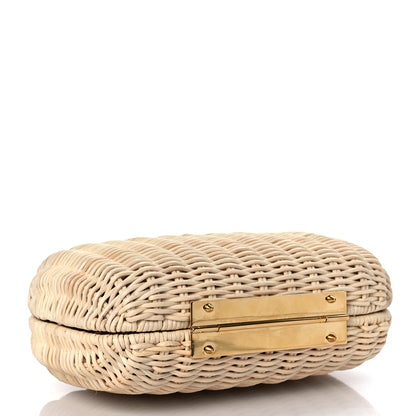 Alexander McQueen Woven Straw Four Ring Chain Knuckle Clutch Natural 4 of 10
