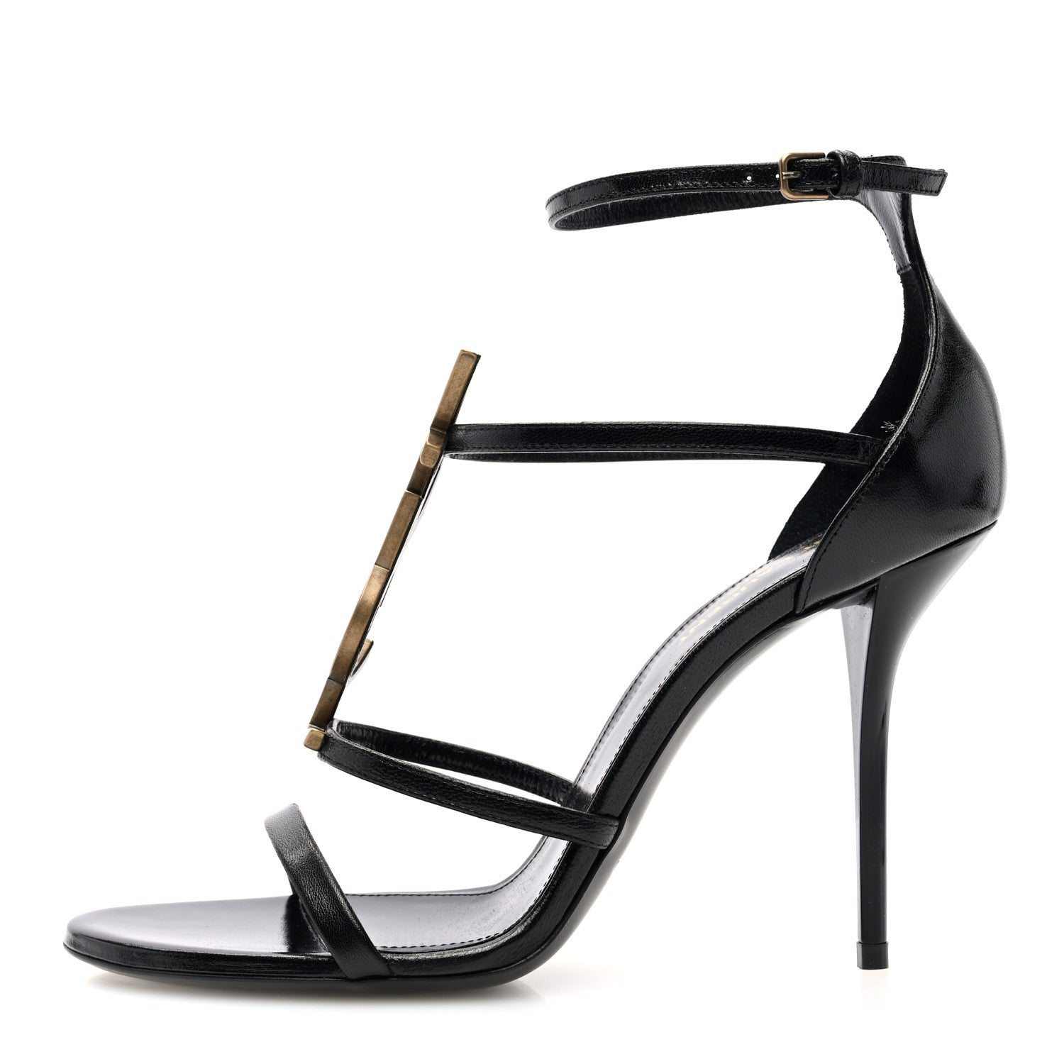 Saint Laurent Calfskin Cassandra 100 Sandals 38.5 Black 1 of 9