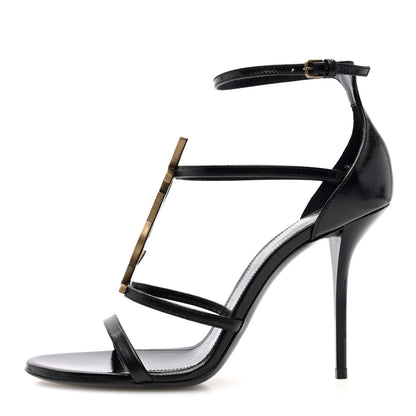 Saint Laurent Calfskin Cassandra 100 Sandals 38.5 Black 1 of 9