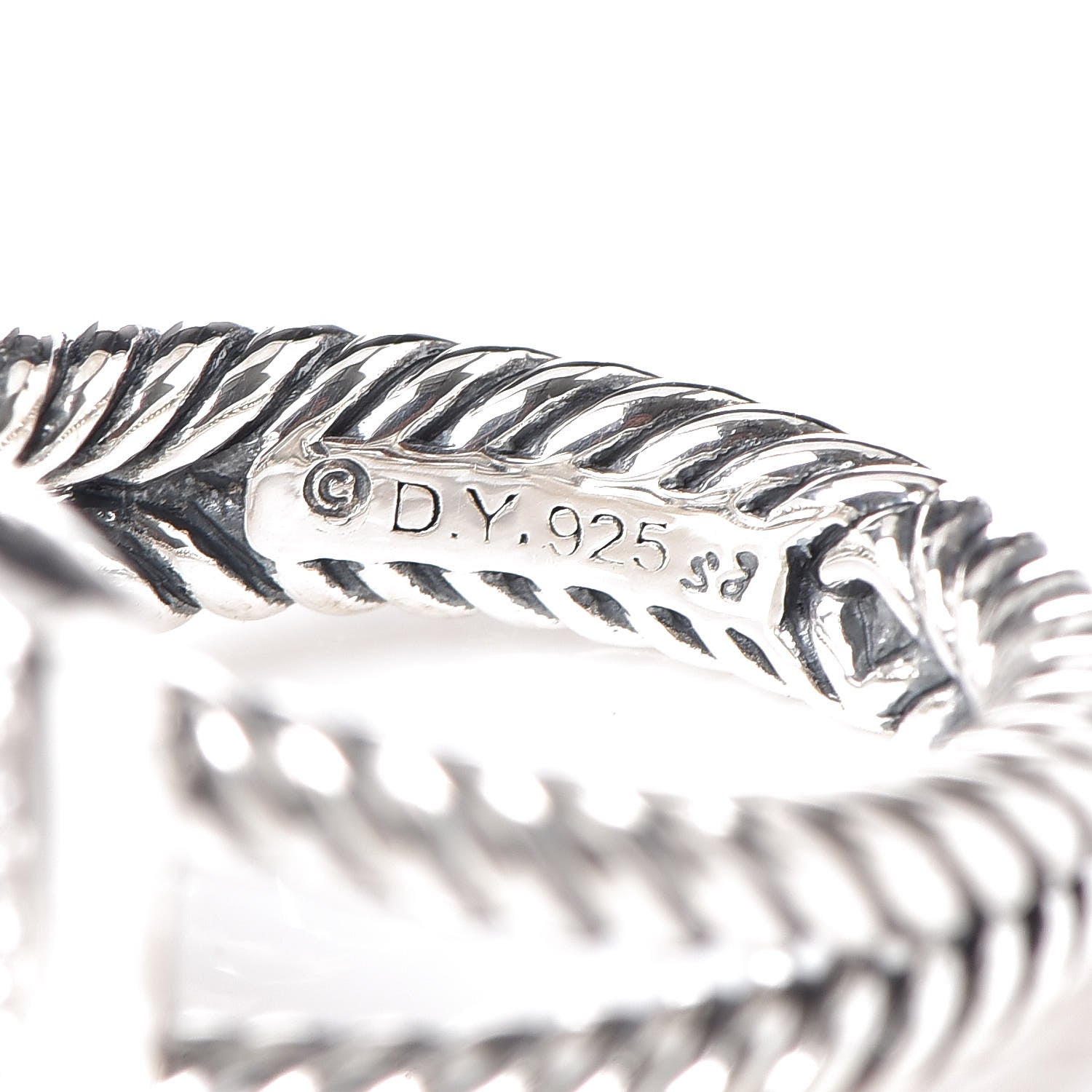 David Yurman Sterling Silver Diamond White Topaz 7mm Petite Albion Ring 48 4.5 5 of 6