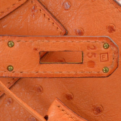 Hermes Ostrich Kelly 32 Orange 7 of 10