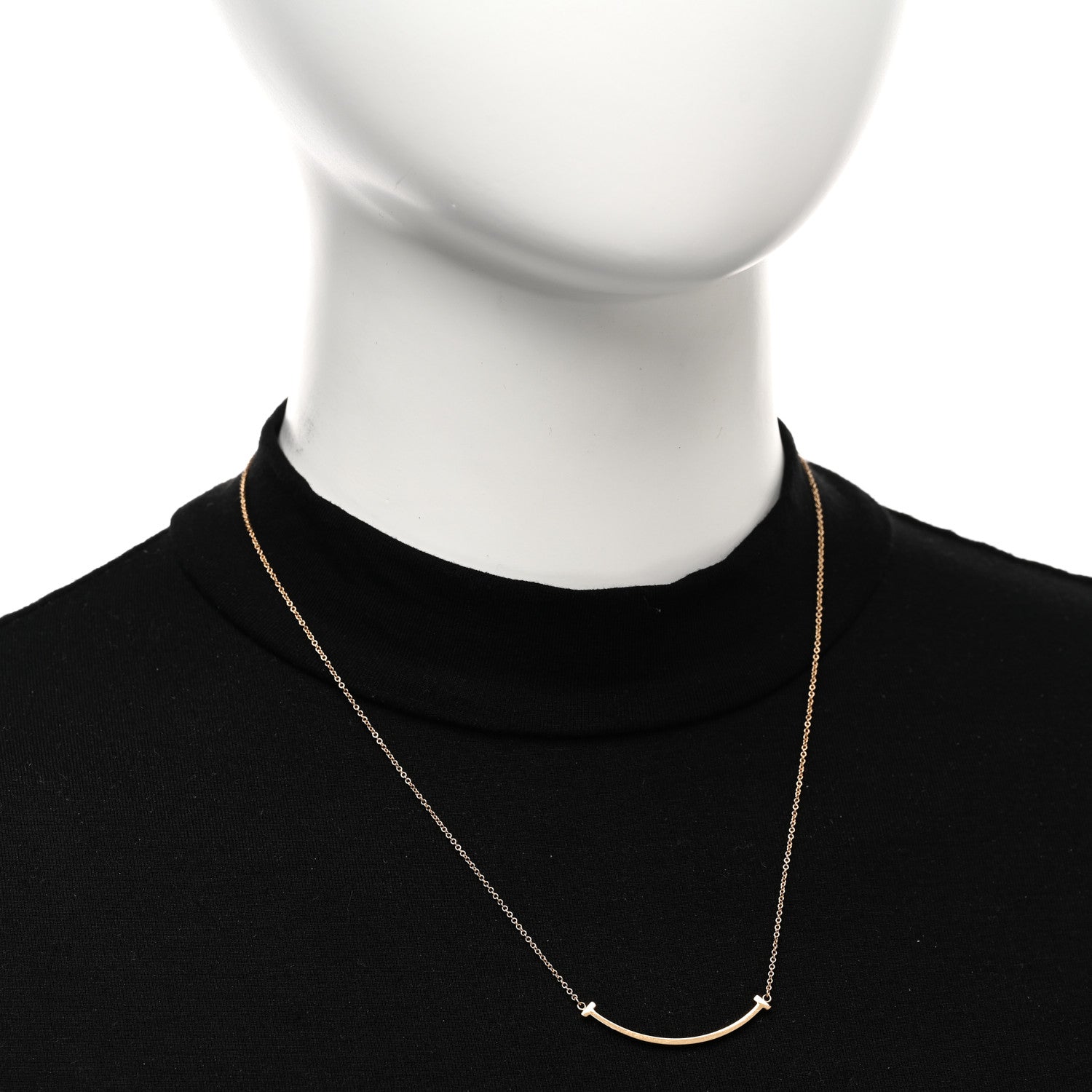 Tiffany 18K Rose Gold Small T Smile Pendant Necklace 2 of 5