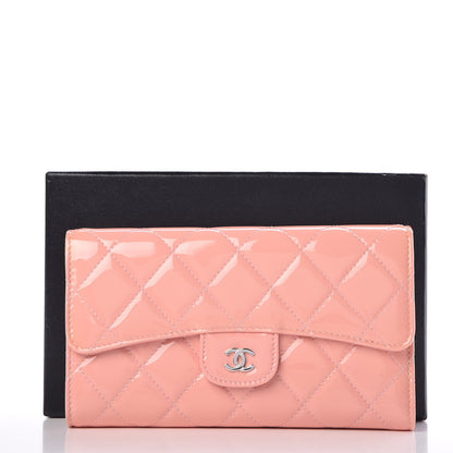 Chanel Patent Quilted Long Flap Wallet Pink 12 of 12