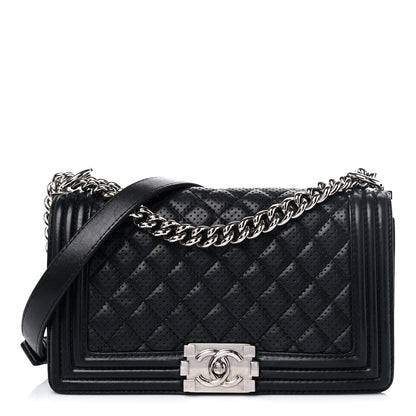 Chanel Lambskin Perforated Medium Boy Flap Black 1 of 13