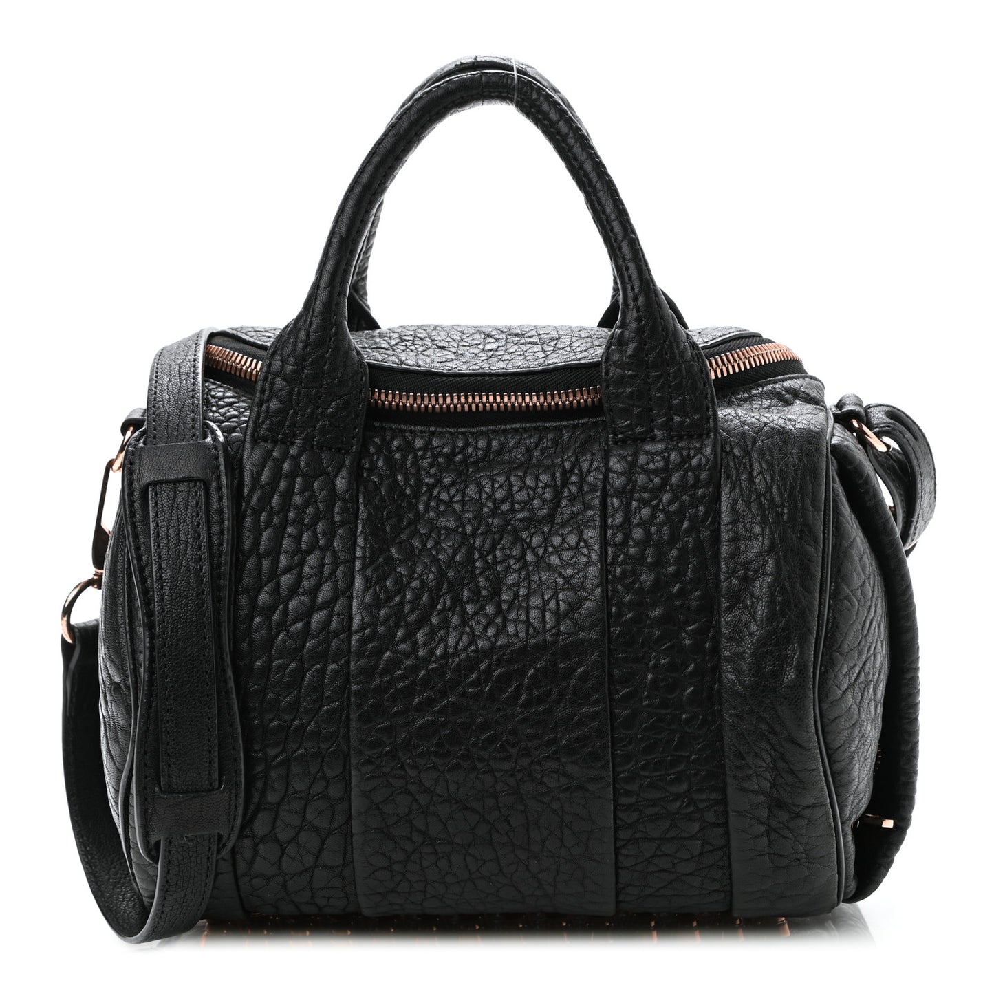 Pebbled Lambskin Mini Rockie Black Rose Gold Hardware