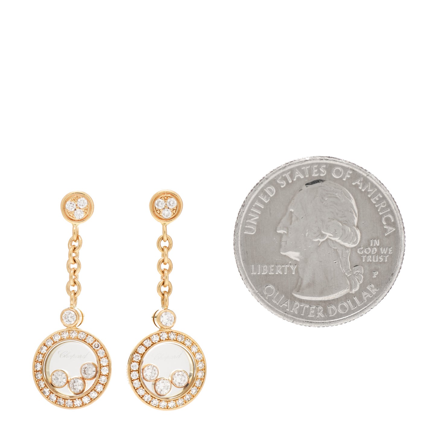 18K Yellow Gold Diamond Happy Diamonds Drop Earrings