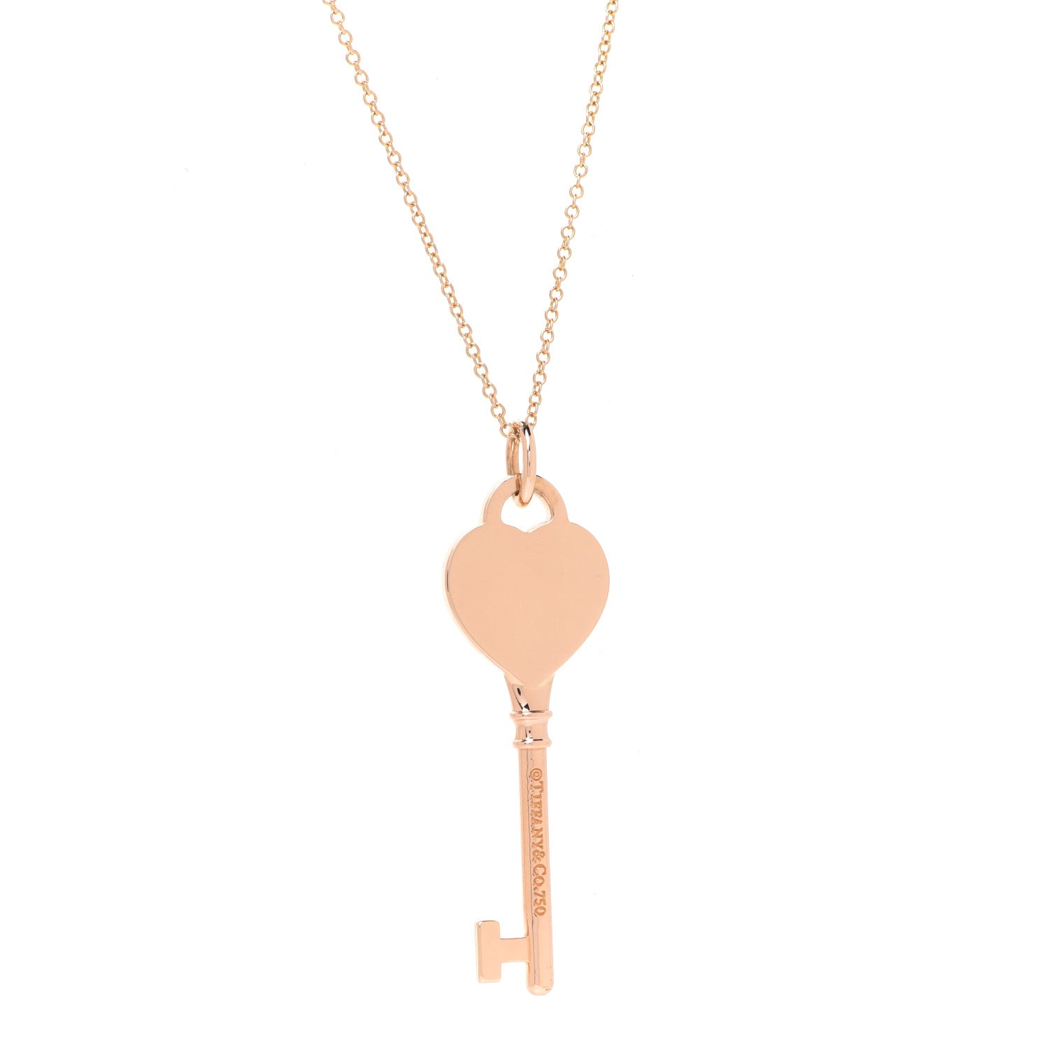 Tiffany 18K Rose Gold Return To Tiffany Heart Key Pendant Necklace 6 of 7
