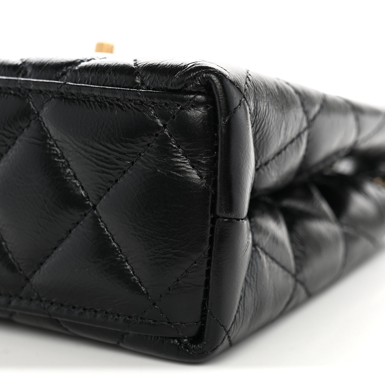 Chanel Shiny Aged Calfskin Quilted Nano Kelly Shopper Black 10 of 11