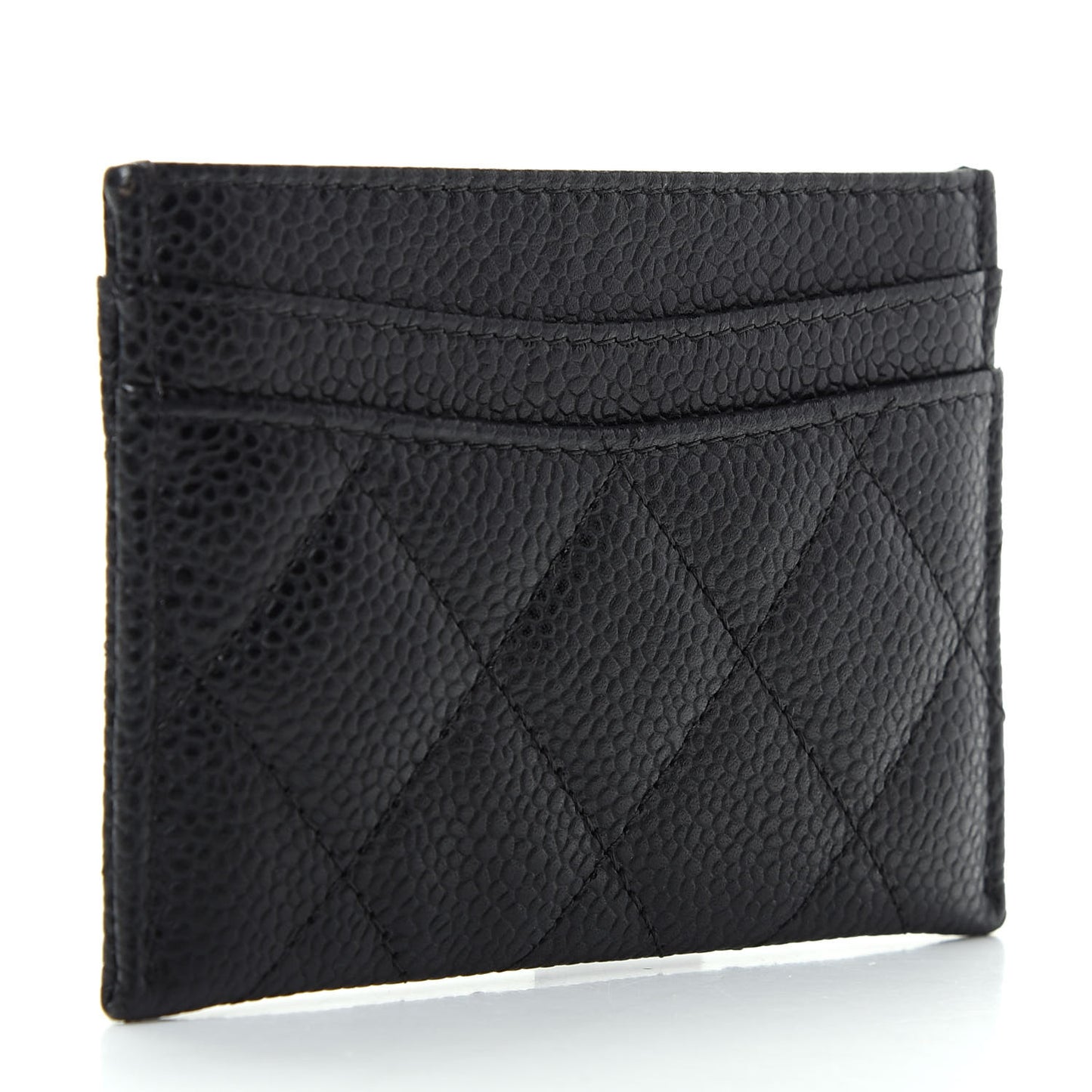 Caviar Quilted Card Holder Black