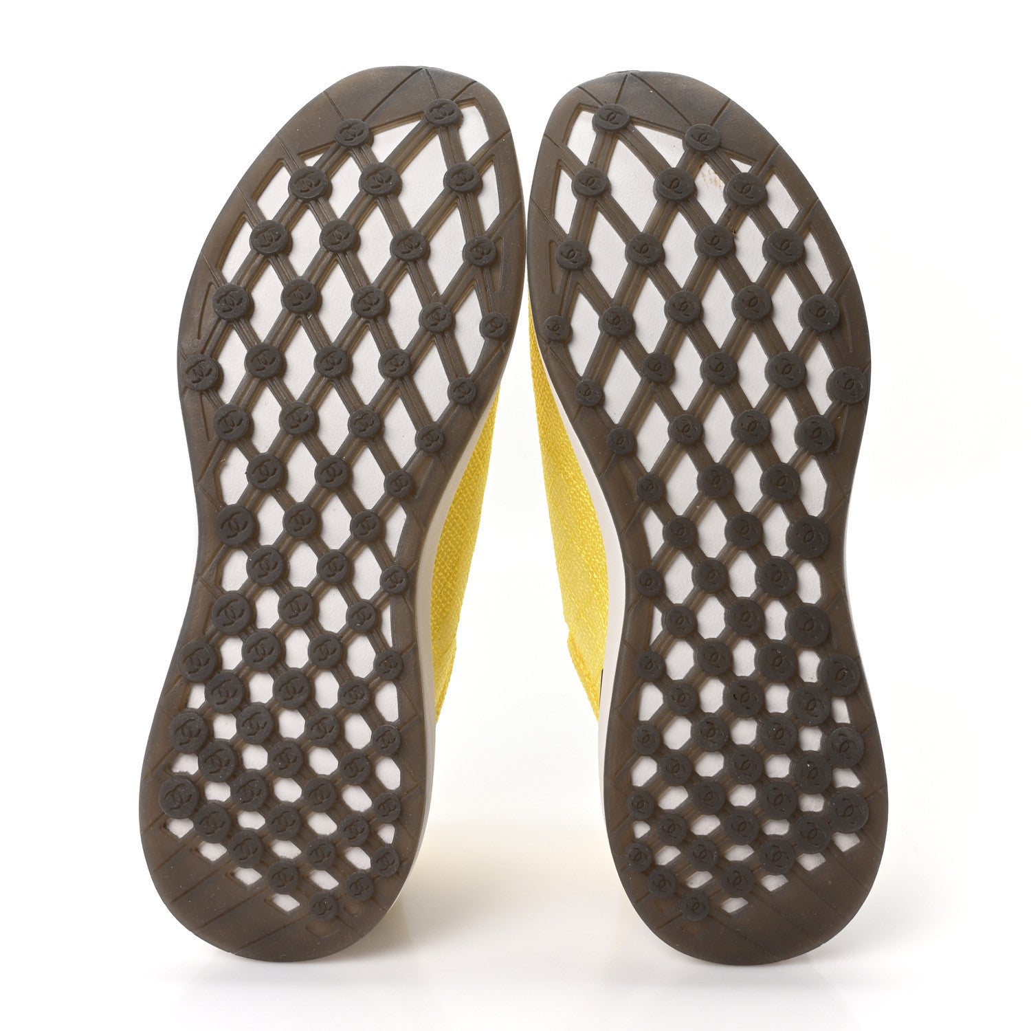 Chanel Mesh Embroidered CC Sneakers 38.5 Yellow 13 of 16