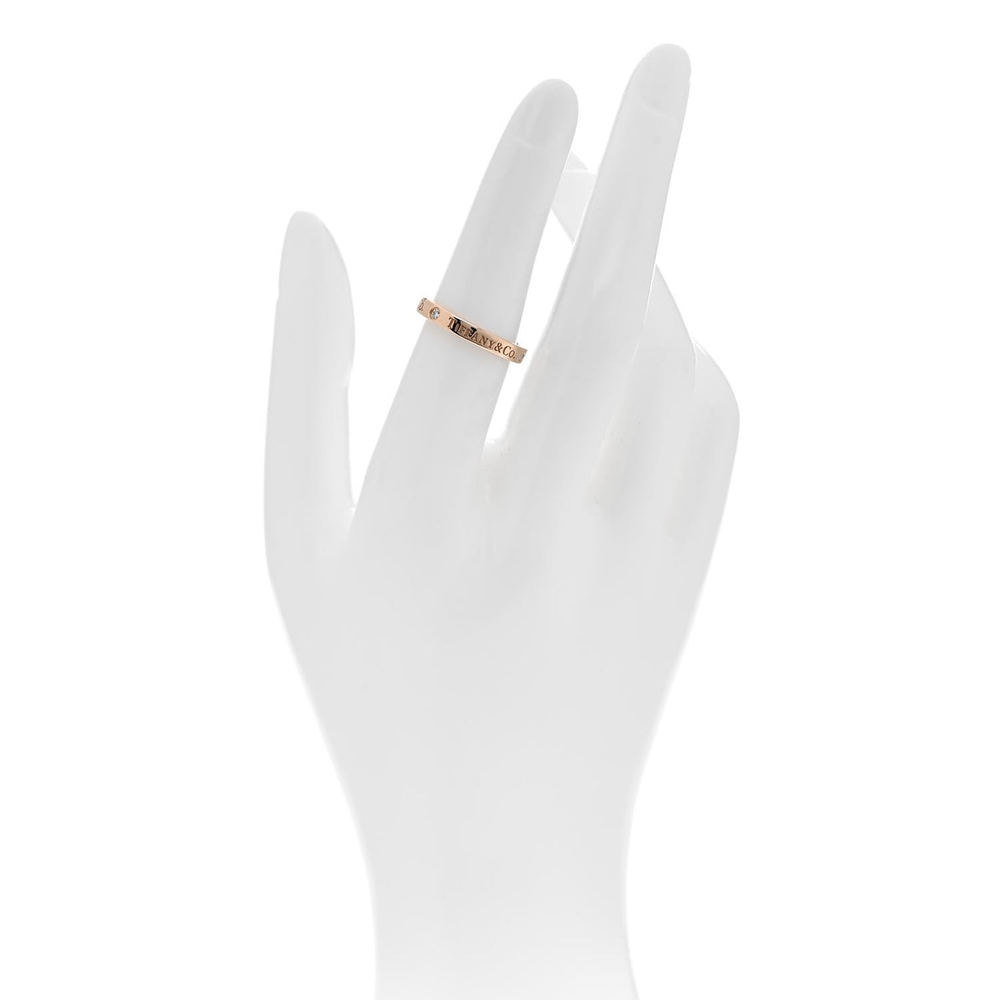 18K Rose Gold Diamond Logo Band Ring 52 6