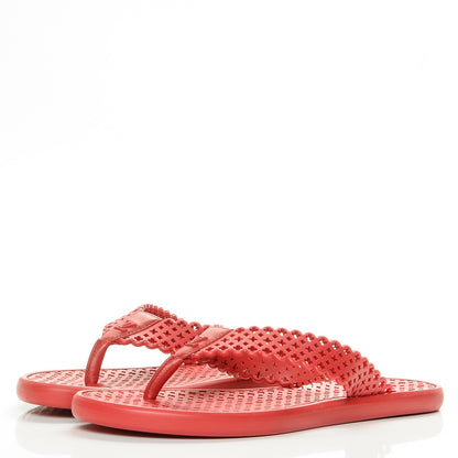 Louis Vuitton Rubber Tatoo Thong Sandals 37 Red 3 of 8