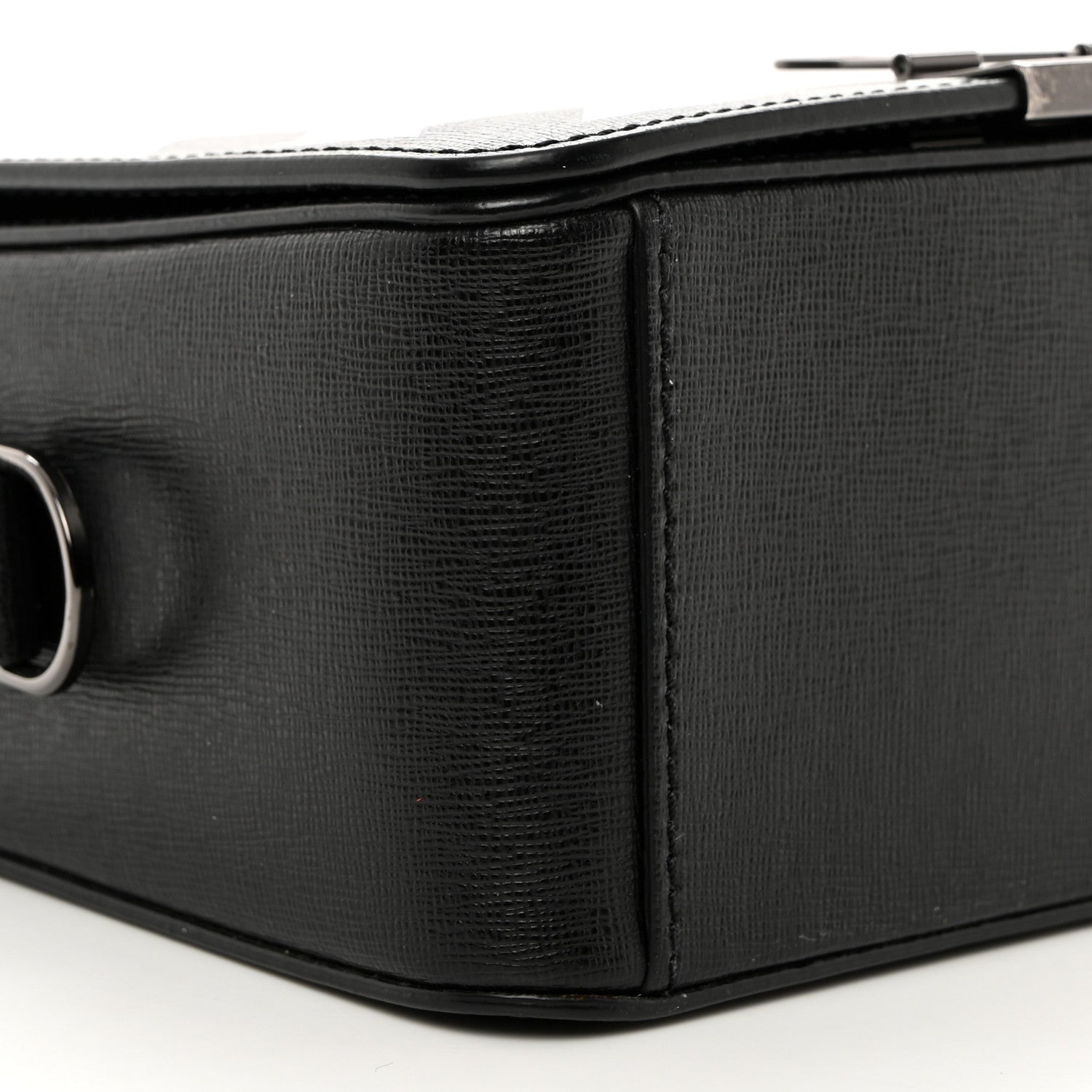 Off-White Saffiano Striped Diag Binder Clip Bag Black White 10 of 11