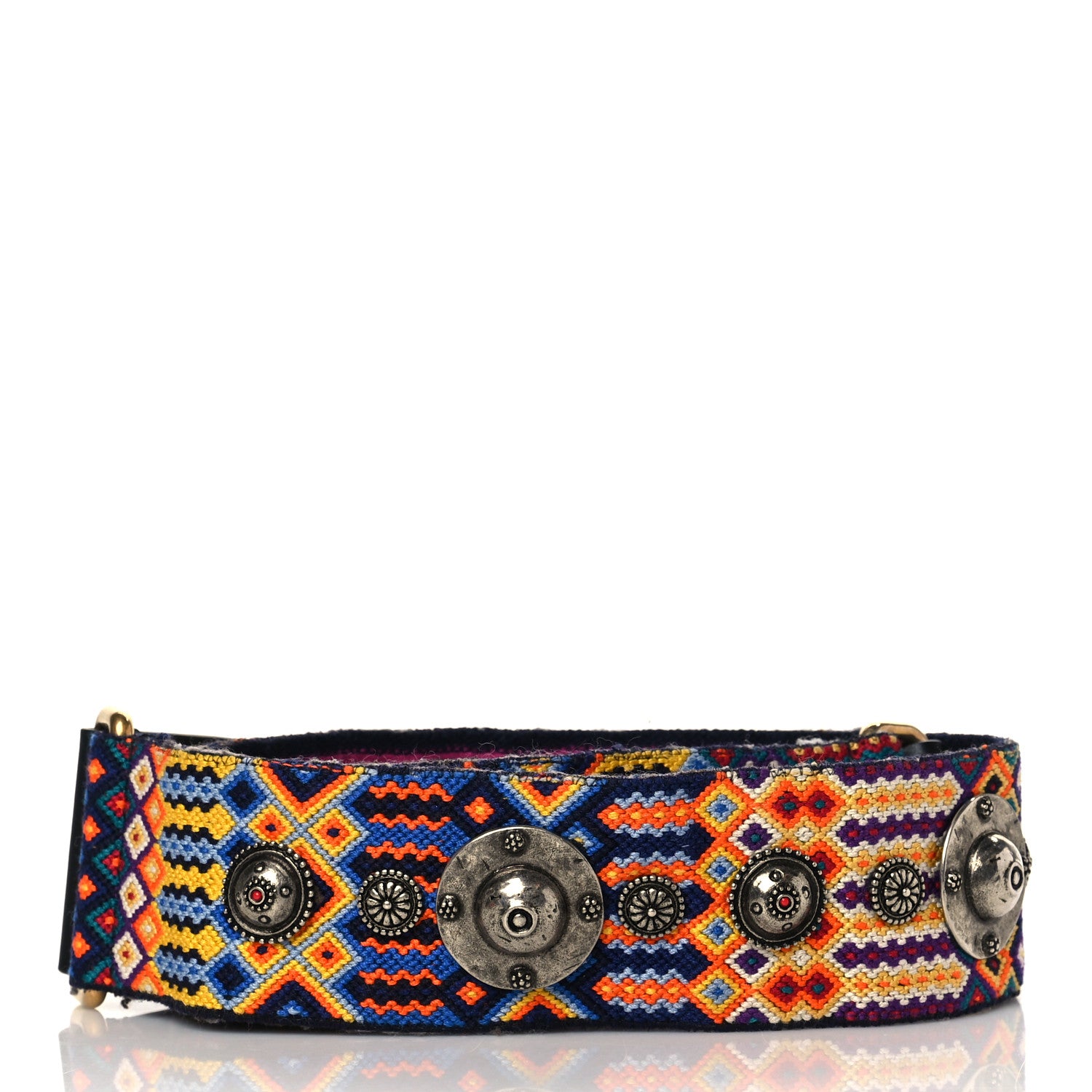 Christian Dior Canvas Embroidered Studded Mexico Shoulder Strap Multicolor 2 of 5