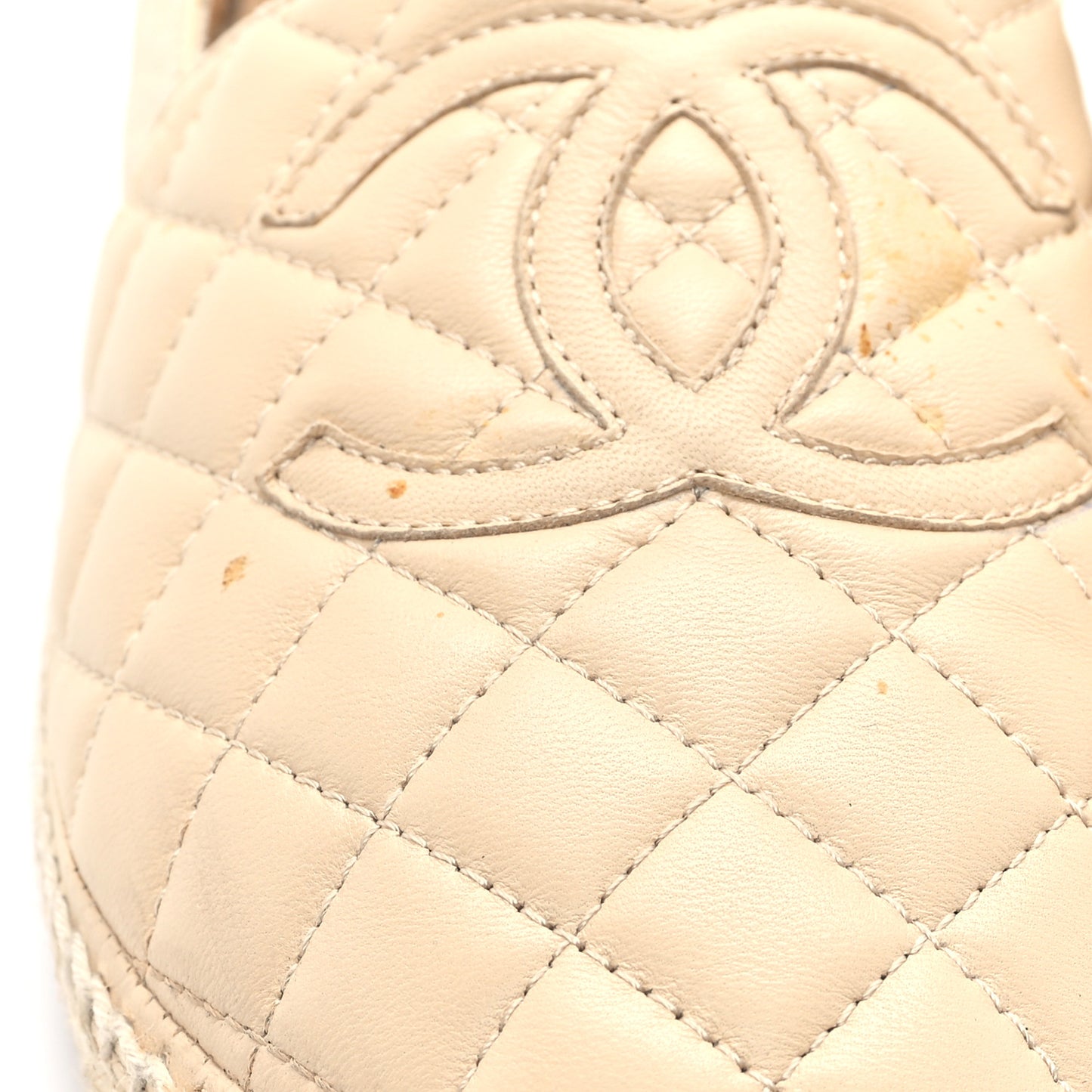 Lambskin Quilted CC Espadrilles 39 Beige