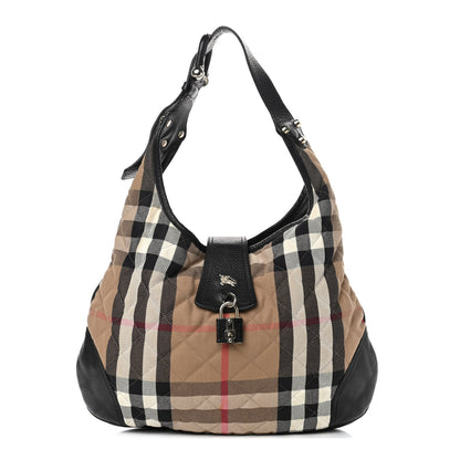 Burberry House Check Quilted Brook Hobo Black 1 of 6
