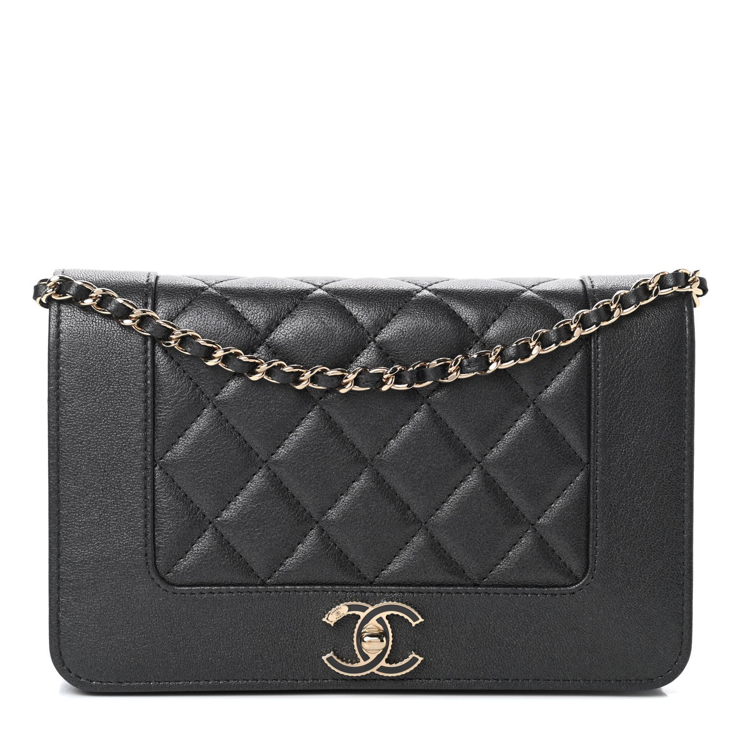 Chanel Sheepskin Quilted Mademoiselle Vintage Wallet On Chain WOC Dark Grey 1 of 11