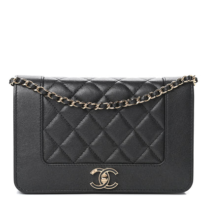 Chanel Sheepskin Quilted Mademoiselle Vintage Wallet On Chain WOC Dark Grey 1 of 11